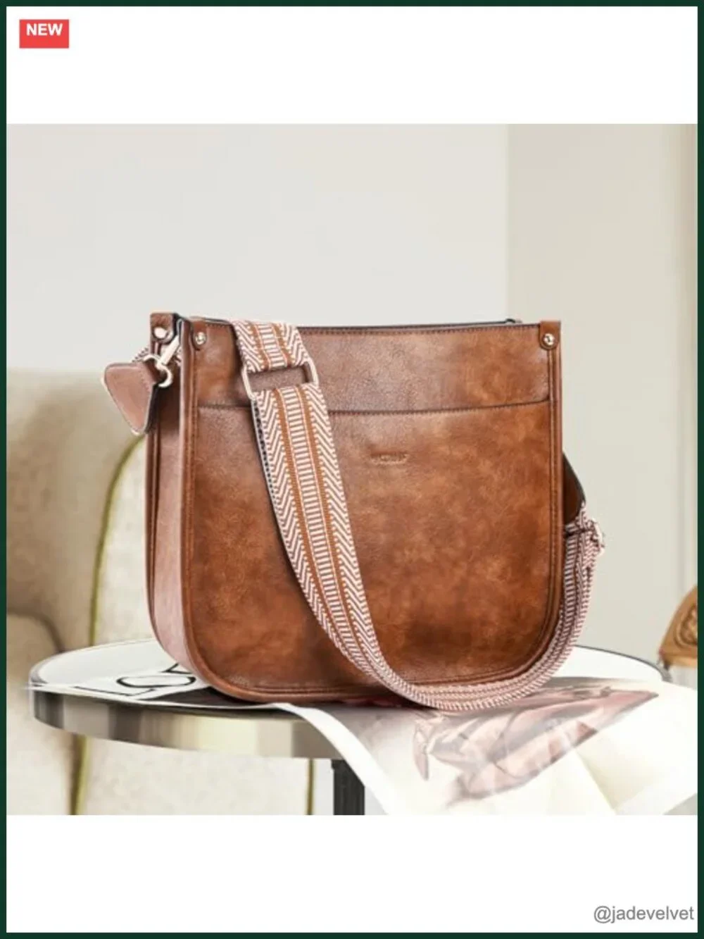 Trendy Vegan Leather Hobo Crossbody Bag with 2 Adjustable Guitar Straps